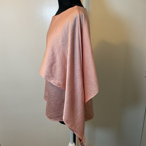 17. DKNY Pink Cape Overlay Crewneck Long Sleeve Blouse Size Large - Picture 7 of 8